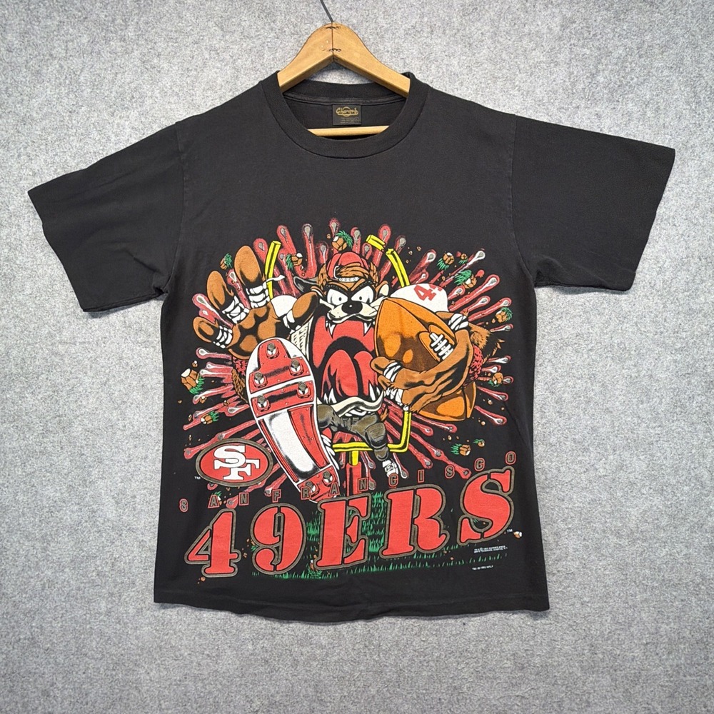 Vintage Changes Single Stitch T Shirt Size L Taz Looney Tunes NFL 49'ers 1993